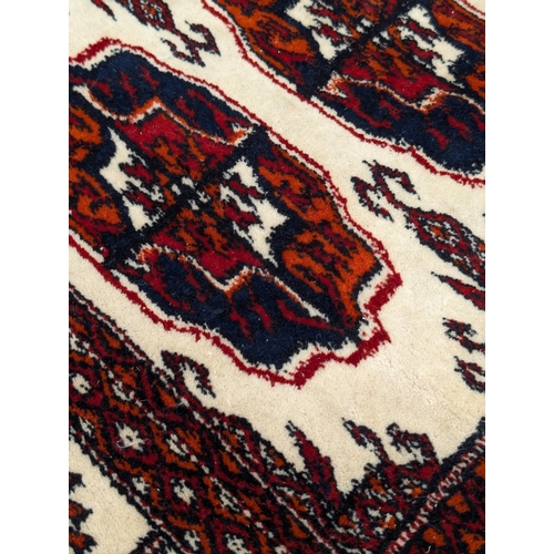 41 - Hand Knotted Persian Believed Turkmen Rug - Beige Ground With Burgandy Decor 48x70