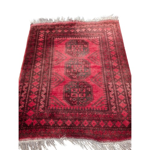 44 - Persian /Afghan Red Ground Hand Knotted Rug - Bears The Label I Nemet On Attractive Red Ground 41x74... 