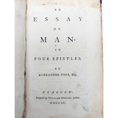 61 - An essay on Man in four epistles 1760 Alexander Pope - 18th Century Book, Overall Condition Good for... 