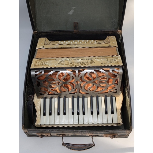 63 - Piano Accordian - Pancotti Mother of Pearl In Original Box, Bellows Intact