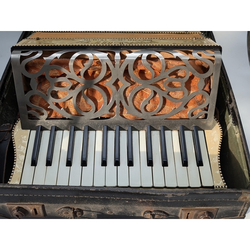 63 - Piano Accordian - Pancotti Mother of Pearl In Original Box, Bellows Intact