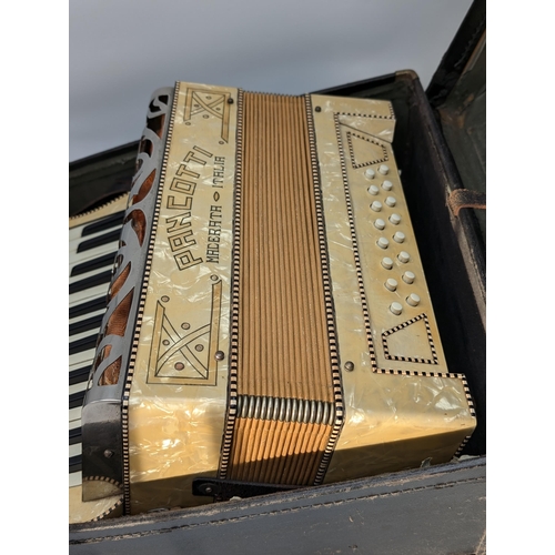 63 - Piano Accordian - Pancotti Mother of Pearl In Original Box, Bellows Intact