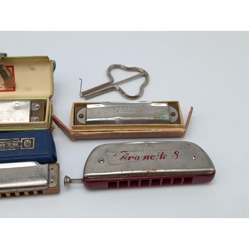 65 - Group 5 Vintage Harmonicas - Horner, Songbird, Coronetta, Soloist