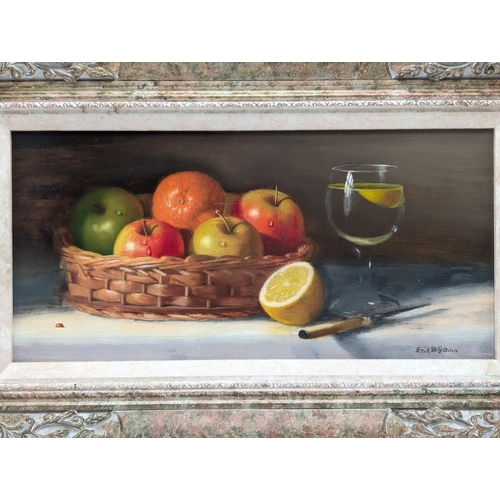 78 - Erik W Gleave - Excellent Oil On Board Still Life Of Fruit 21x13