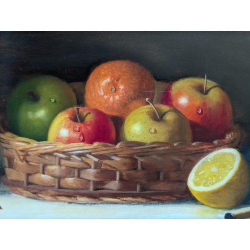 78 - Erik W Gleave - Excellent Oil On Board Still Life Of Fruit 21x13