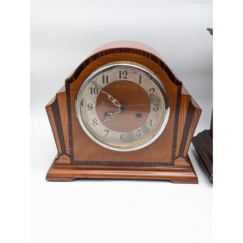 90 - 2 Vintage Mantle Clocks - The Greenich Clock Plus an Art Deco Clock. 12x10Inches and 10x17Inches.