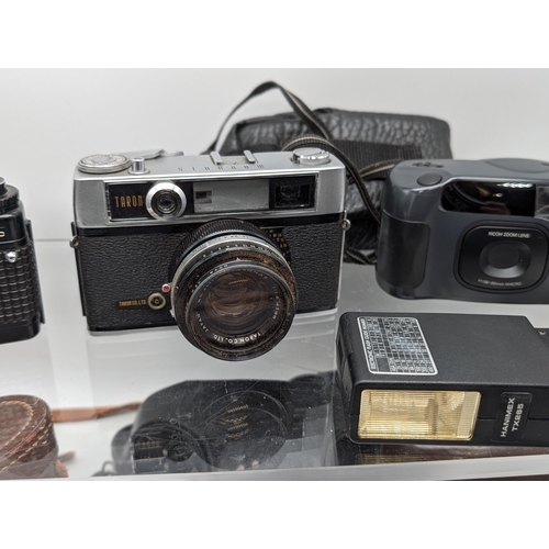 99 - Good Bundle Vintage Film Cameras, Praktica B200 Body, Taron Film Camera, N & B Viking 8x25 Binocular... 