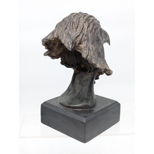 108 - Bronze Statue of an Eagle on a Wooden Base. Marked B.K 20cm Overall Height including Base.