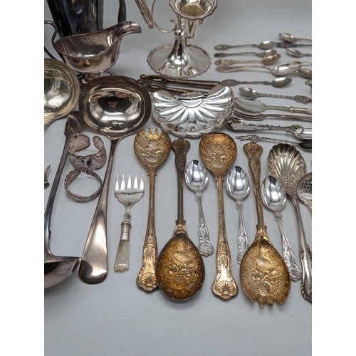 117 - Large Bundle of Good Quality Silver Plated Epergne, Trophies, Coffee Pots, Bangles ETC