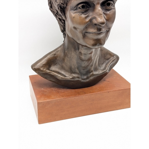 125 - Large Heavy Meridian London Bronze Bust of a Woman, Very Heavy and Nicely Done Piece.  Initialled AD... 