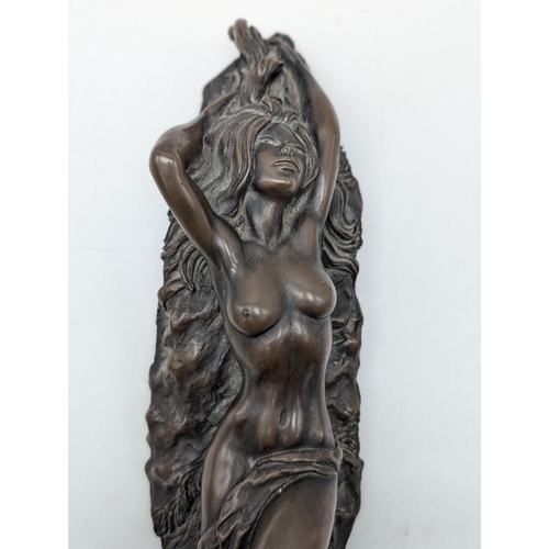 142 - Heavy Art Deco Style Bronzed 'John Letts' Nude Figurine. 18Inches Long