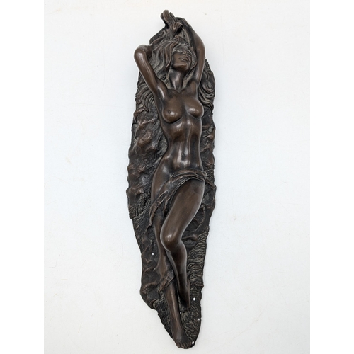 142 - Heavy Art Deco Style Bronzed 'John Letts' Nude Figurine. 18Inches Long