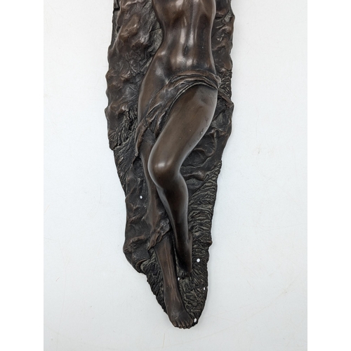 142 - Heavy Art Deco Style Bronzed 'John Letts' Nude Figurine. 18Inches Long