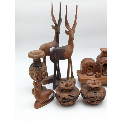 143 - Good Quantity Treen, Inlcuding Banksis Diffusers, Large Hand Carved Gazelles 12