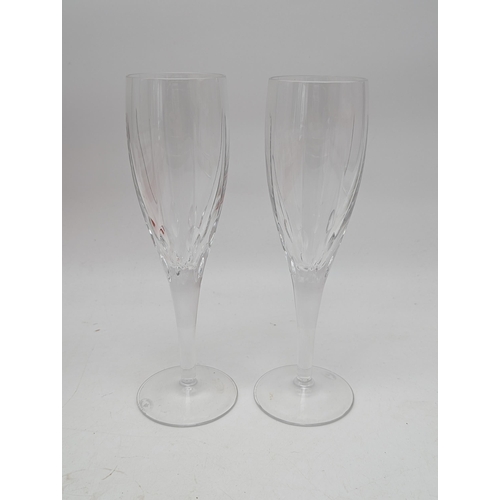 156 - Set of 6 Veritable Taille Main Cristal 24% PBO Flute Glasses .