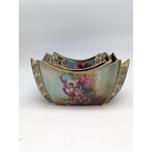 158 - Graduated Set of 4 Fairy Lustre Ware Braithwaite's  Largest Bowl 9x4.5Inches