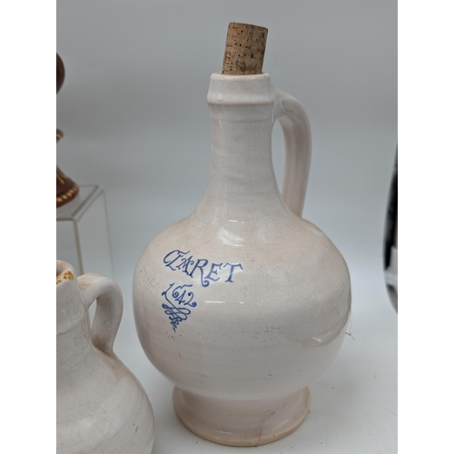 166 - Reproduction Slipware Pottery, Plus Reproduction Delft Style 17C Jugs. Produced For The Sealed Knot ... 