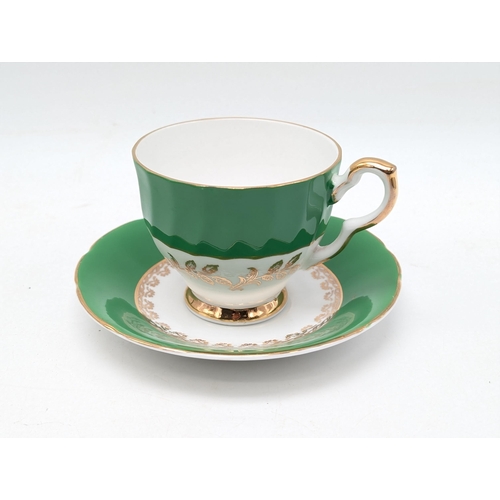 169 - Antique Delphine Trio Of Teacups / Saucers