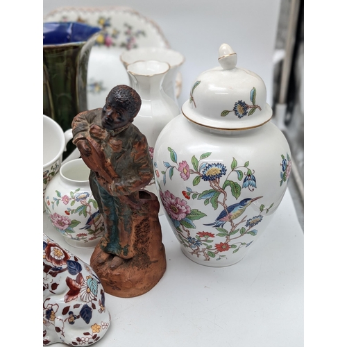 180 - Good Bundle Ceramics, Aynsley Ginger Jar Floral Set. Japanese Dog, Blackface Figure Etc