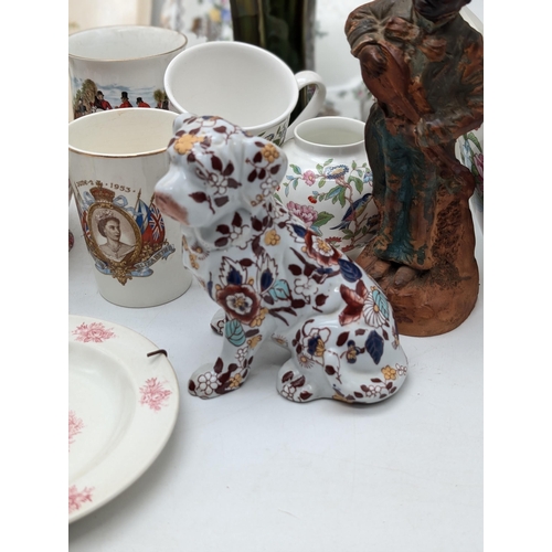 180 - Good Bundle Ceramics, Aynsley Ginger Jar Floral Set. Japanese Dog, Blackface Figure Etc