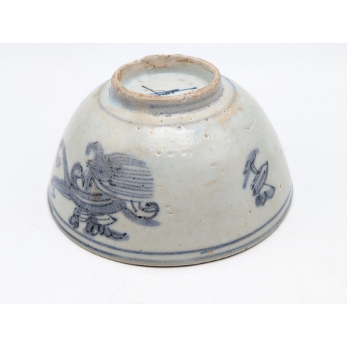 198 - Excellent Group of 4 Late Ming Chinaware. 1 Lidded Paste Pot, 2 Bowls and 1 Plate Chi - Long Dragon ... 