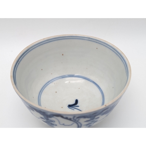 198 - Excellent Group of 4 Late Ming Chinaware. 1 Lidded Paste Pot, 2 Bowls and 1 Plate Chi - Long Dragon ... 