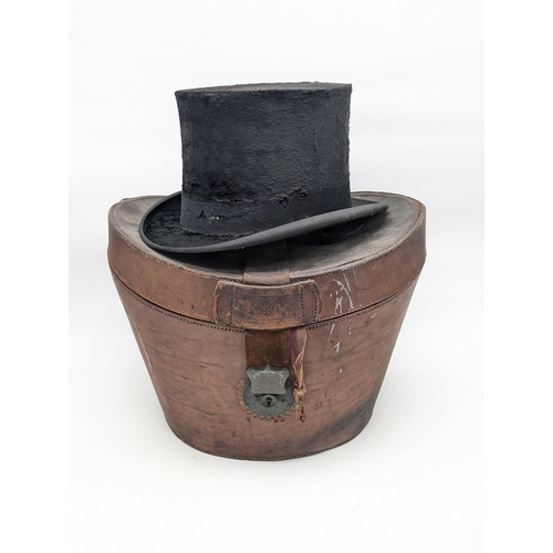 228 - Antique Lincold Bennett & Co Top Hat In Original Leather Box AF