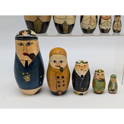 232 - Two Sets of Novelty Nesting Dolls, Sailors & Nelsons