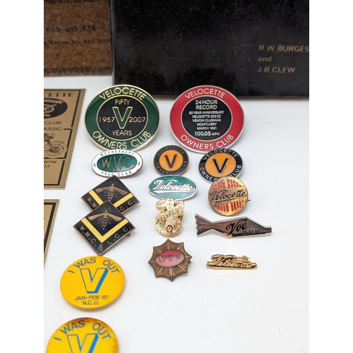 247 - Excellent Velocetti Owners Club Bundle, Rare Badges, Books, Pins Excellent Collectors Bundle