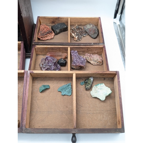 258 - Antique Display Wooden Draw Set Containing a Mixture of Different Minerals and Crystal's