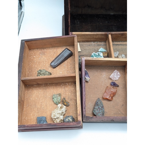 258 - Antique Display Wooden Draw Set Containing a Mixture of Different Minerals and Crystal's