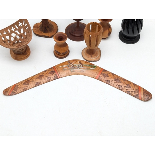 261 - Group of 8 Treen Hand Carved Decorative Items.