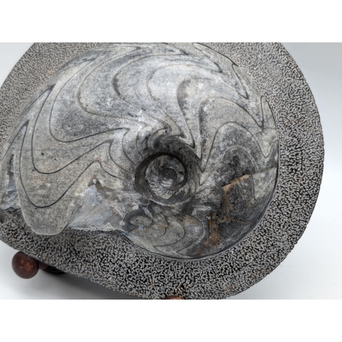 273 - Excellent Large Highly Polished Ammonite Fossil Mounted Within Its Original Rock Formation Also High... 