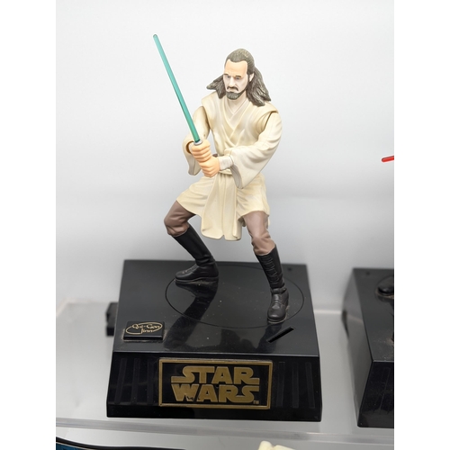 279 - Star Wars Alarm Clock and Interactive Money Boxes with Movable Iconic Fight Scene Between Qui-Gon Ji... 