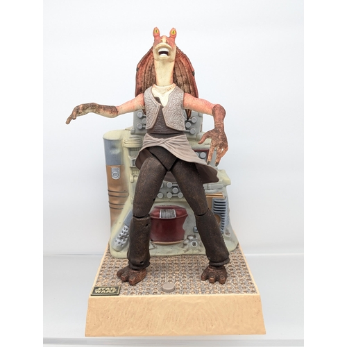 279 - Star Wars Alarm Clock and Interactive Money Boxes with Movable Iconic Fight Scene Between Qui-Gon Ji... 