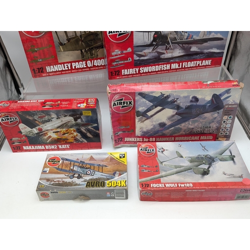 286 - Quantity of 6 Airfix 1:72 Model Aeroplane Kits - All Checked and Appear Unused. To include Fairey Sw... 