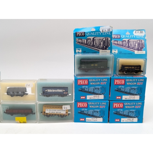 331 - 16 x Peco N Gauge Wagon Bundle - All In Plastic Cases