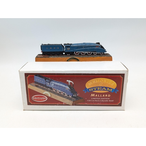 342 - Memories of Steam, 'Mallard' Model Train on Wooden Plinth. Boxed