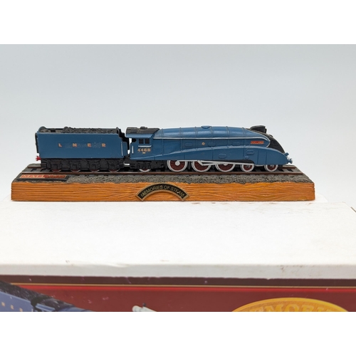 342 - Memories of Steam, 'Mallard' Model Train on Wooden Plinth. Boxed