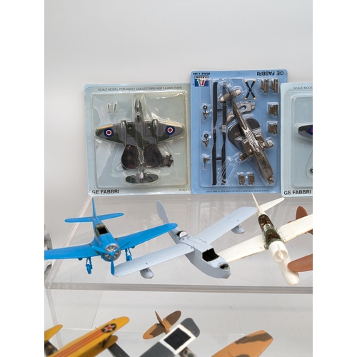 392 - Good Group Mixed Plastic / Metal Model Aeroplanes - Some Boxed and New Others Prebuilt