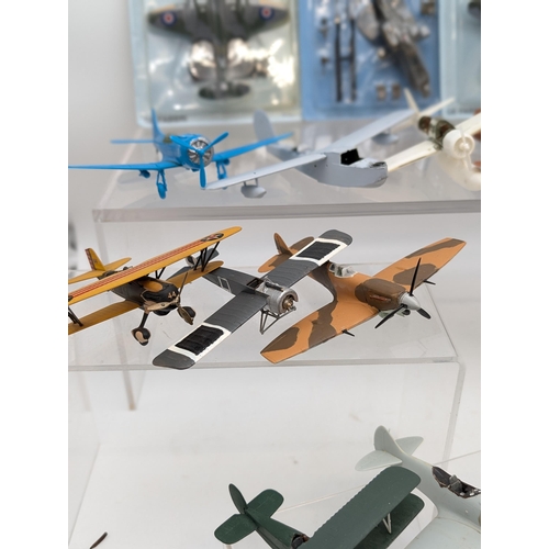 392 - Good Group Mixed Plastic / Metal Model Aeroplanes - Some Boxed and New Others Prebuilt