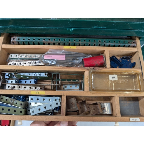 420 - Meccano - Excellent Large Vintage Cabinet Full Of Vintage Meccano Appears to be 40s Onwards - Some H... 