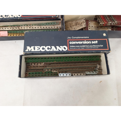 424 - Meccano Bundle (5) 3 Boxes of Conversion Sets - Various Pieces, All Vintage And Good Overall Conditi... 