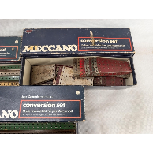 424 - Meccano Bundle (5) 3 Boxes of Conversion Sets - Various Pieces, All Vintage And Good Overall Conditi... 