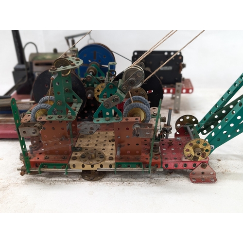 428 - Vintage Meccano / Mamod Crane - With Steam Engine, On Board - Dusty But Condition Appears Good