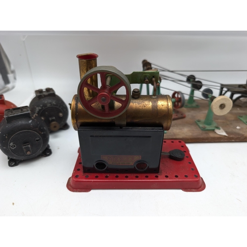 429 - Good Bundle Vintage Mamod Live Steam / Meccano Steam Engines - Plus Three Meccano Motors