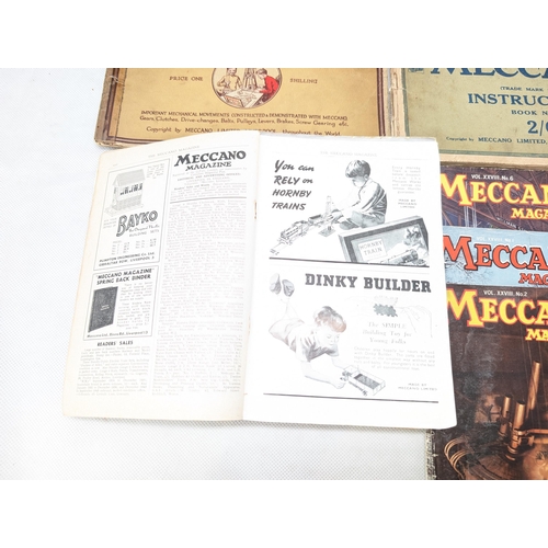 430 - Excellent & Rare Bundle Meccano Magazines & Antique Instruction Books, Meccano Mags From 1943/1945 P... 