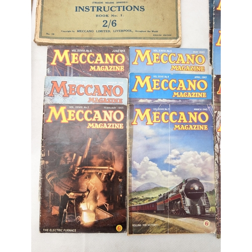 430 - Excellent & Rare Bundle Meccano Magazines & Antique Instruction Books, Meccano Mags From 1943/1945 P... 