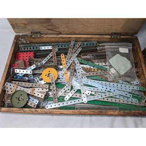 437 - Meccano Bundle Quantity 2 Large Wooden Boxes, To Include Gears Pack, Lots of Loose Vintage Hard to G... 