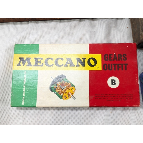 437 - Meccano Bundle Quantity 2 Large Wooden Boxes, To Include Gears Pack, Lots of Loose Vintage Hard to G... 